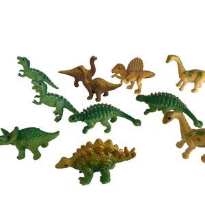 Safari Mini Plastic Toy Dinosaurs Set Lot Green Brown Yellow 2-3”
